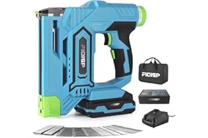 FIDISP 18 Gauge 2 in 1 Cordless Nail Gun/Stapler, 20V Battery Powered Brad Nailer/Stapler with Battery, Charger, Storage Bag, 1000 Staples and Nails for Carpentry & DIY(Blue)