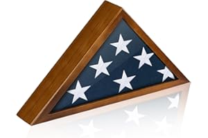 DANF FLAG Flag Case for Burial Flag, 5' x 9.5' Funeral Flag Display Case Brown Wood Memorial Flag Shadow Box for Military Veterans with Acrylic Covered and Wall Mounted