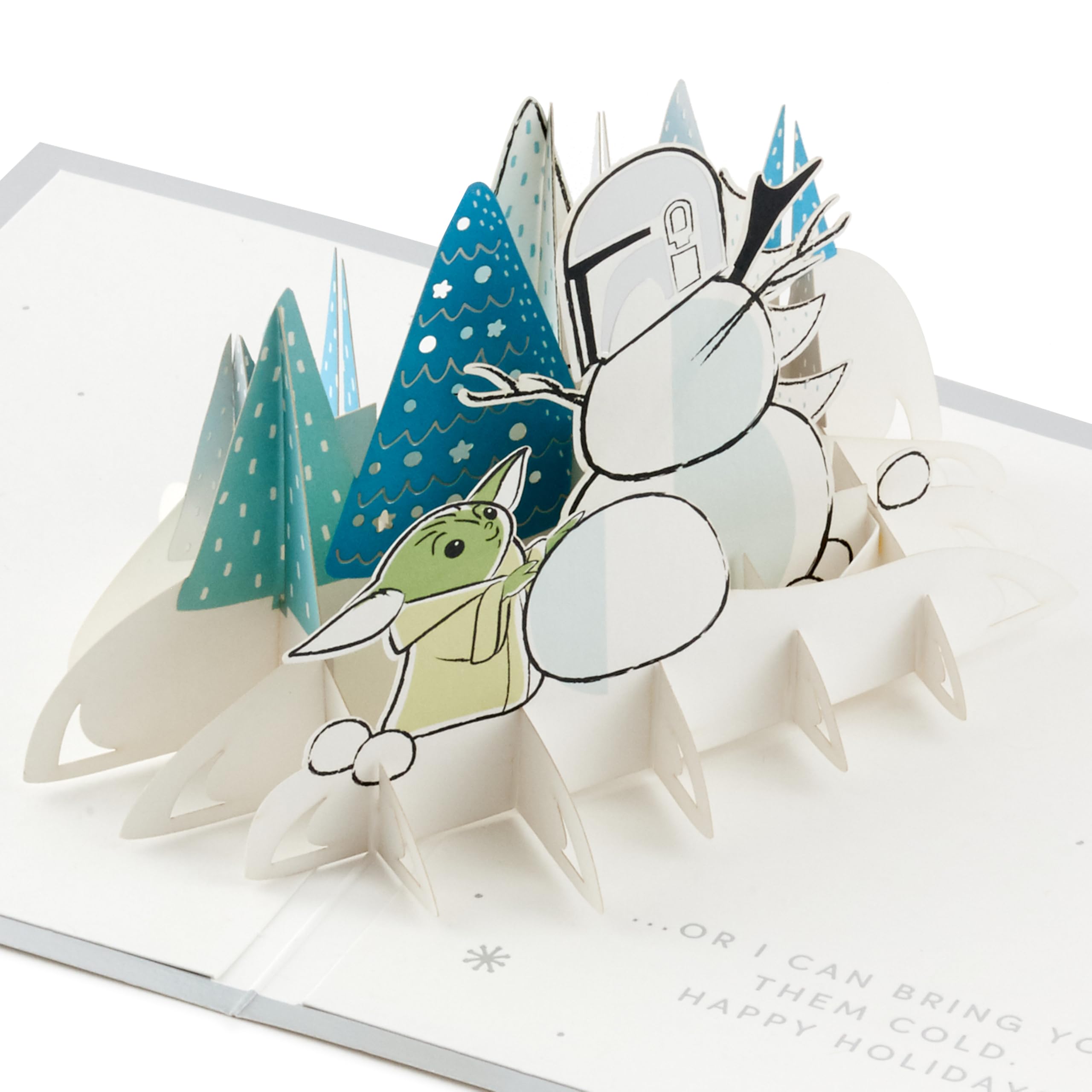 Hallmark Christmas Card, The Mandalorian, 3D and Pop Up Card, Christmas Wishes, The Mandalorian and Grogu Design, Colourful