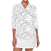 Tanst Sky Womens Golf Polo Shirts Zipper 3/4 Sleeve Moisture Wicking Tops UPF 50+ Workout Tennis Apparel