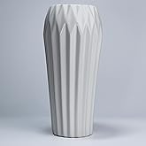 White Ceramic vase, Bohemian Farmhouse Style, 8 Inch vase for Pampas Grass Flower, for Modern Dining Room Tabletop Centerpiece, Creative Gifts (Glaze-1)