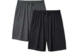 DAVID ARCHY Men's 2 Pack Soft Comfy Bamboo Rayon Sleep Shorts Lounge Wear Pajama Pants