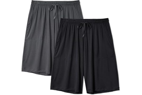DAVID ARCHY Men's 2 Pack Soft Comfy Bamboo Rayon Sleep Shorts Lounge Wear Pajama Pants