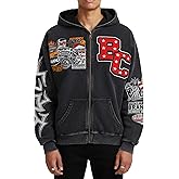 Sopula Studio Men's Zip Up Hoodie, Vintage Graphic Long Sleeve Sweatshirt with Pockets Oversized Wash Old Jackets Unisex