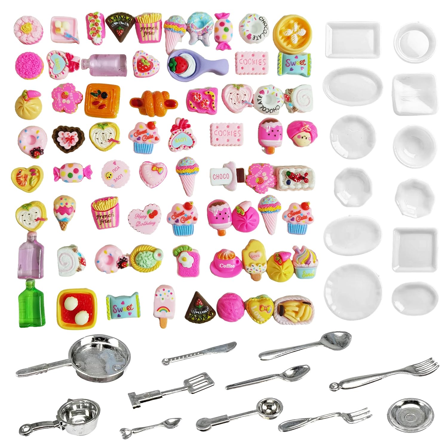 150 Pieces Mini Food Play Food Toy Food Pretend Food Plastic Food Toy Food Set Simulated Food and Drink Food Toys (Random Style) Suitable for Making Hair Clips and Decorating Dollhouses