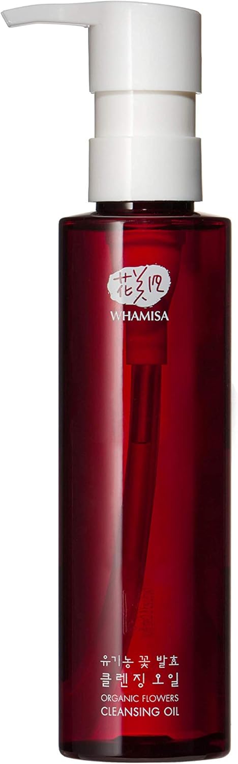 Whamisa Organic Flowers Cleansing Oil, Postbiotic-Rich Makeup Remover, Deep Cleansing & Pore Care