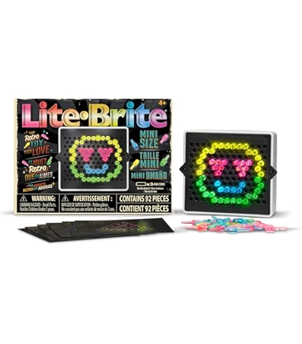 Lite Brite Mini-X Connect Tablero De Dibujo Con Luces LED | Más De 200 Clavijas Y 8 Plantillas | Arte De Neón Para Niños +4 Años | Basic Fun