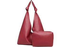 JOREBILL Vegan Leather Hobo Purses set, Slouchy Shoulder Bag Knotted Hobo Bags for Women with a small purse