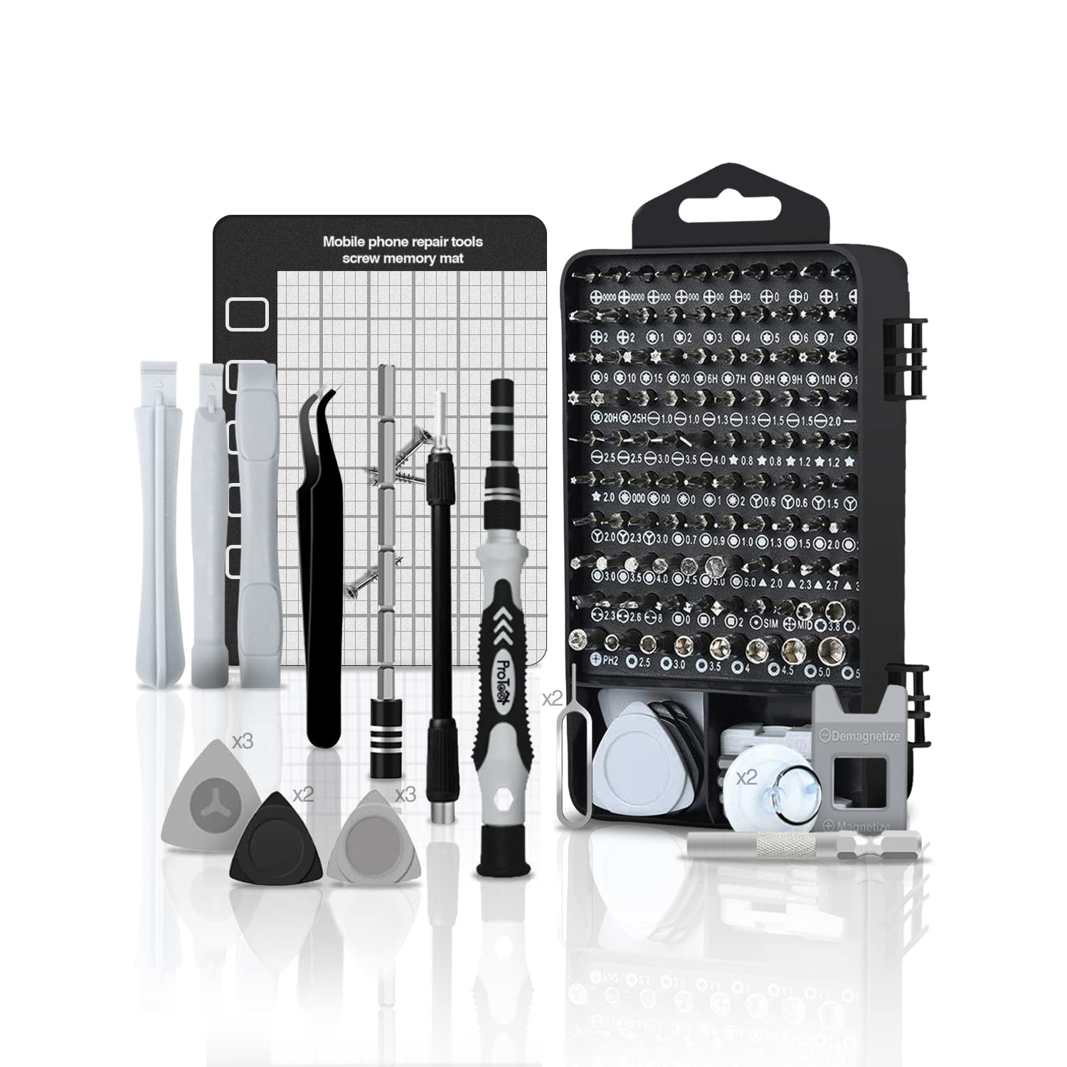 PROTOOL 120 in 1 Set Professional Precision Magnetic Screwdrivers, Portable Repair Screwdriver Kit for Watch, Glasses, iPhone, iPad, Smartphone, PC, Laptop, Tablet, Electronics