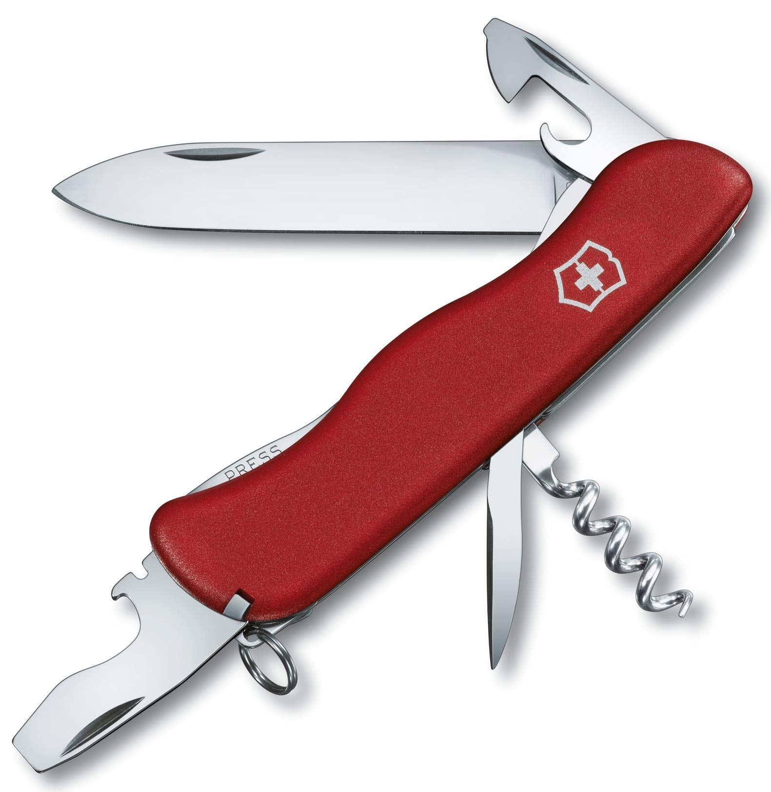 Victorinox Picknicker Swiss Army Pocket Knife, Large, Multi Tool, 11 Functions, Locking Blade, Red