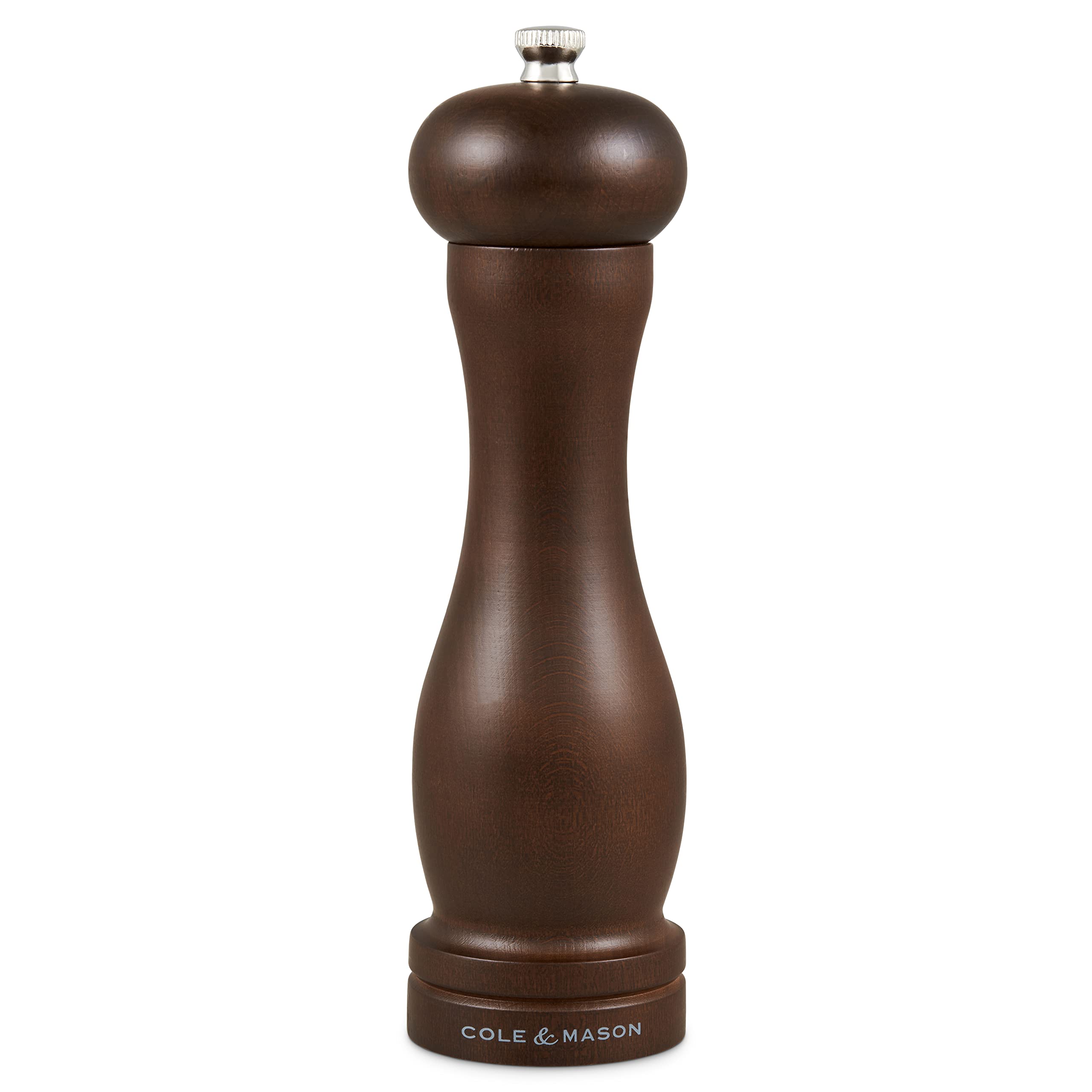 Cole & Mason HB0844P Forest Capstan Pepper Mill, Precision+ Wooden, Stained Beech Wood, 200 mm, Single, Includes 1 x Pepper Grinder
