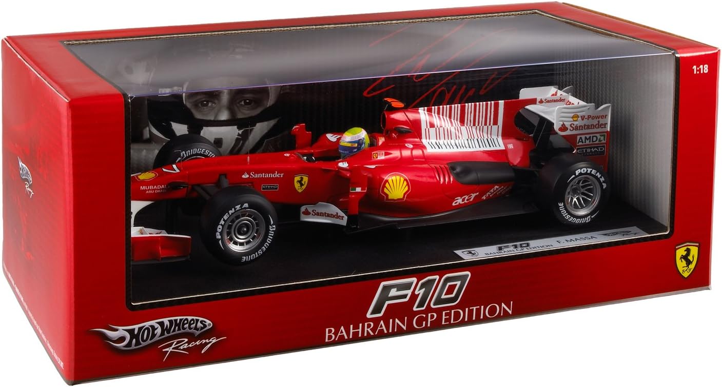 HOTWHEELS 1/18 MASSA F1 FERRARI F10 2010 RACE CAR 2nd BAHRAIN GP