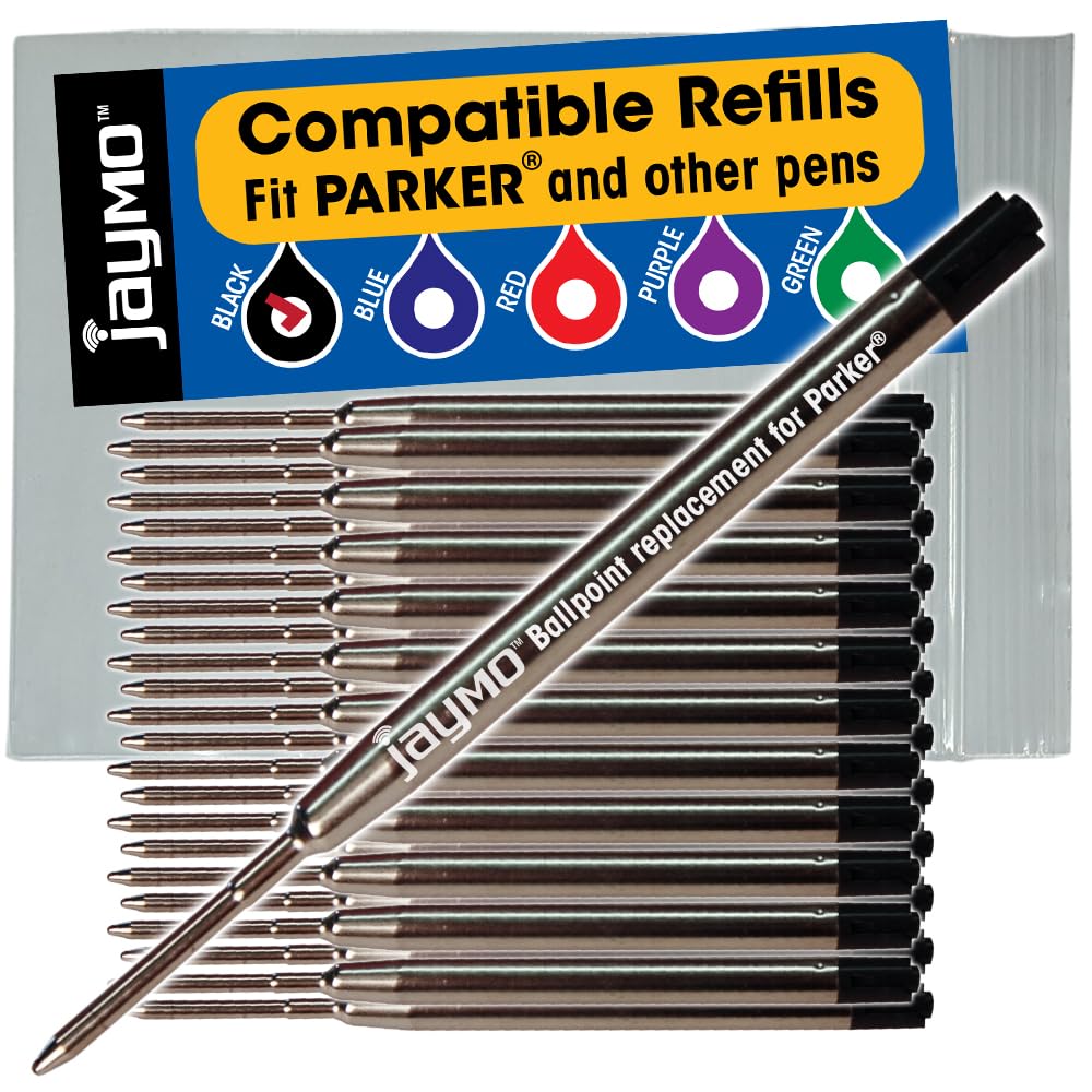 Jaymo Replacement for Parker 1950369 - Measures 3.875 in / 98 mm Long - G2 Ballpoint Pen Refill - 24 Black — image 1