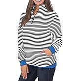 Samefar Womens Warm Cozy High Neck Long Sleeve Solid 1/4 Zip Pullover Sweatshirts with Pockets