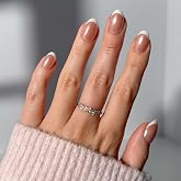 Glamnetic Press On Nails - Short Oval, Glossy Fake Nails 30 Pc Full Kit | Everyday White press on nails in 15 sizes. French tip glue-on set. chip-resistant, up to 2 weeks wear