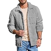Yousify Mens Fuzzy Sherpa Jacket Fleece Casual Button Down Textured Coat Fall Winter Warm Outwear