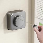 MUSTORN Retractable Clothesline Indoor, Non-Sagging Outdoor Clothes Line Retracting Heavy Duty Clothes Drying Laundry Line Wall Mounted Stainless Steel Line-13.8 Feets(Square-Gray)