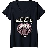 Womens Journey Groovy Don't Stop Believin' Scarab Vintage Band V-Neck T-Shirt