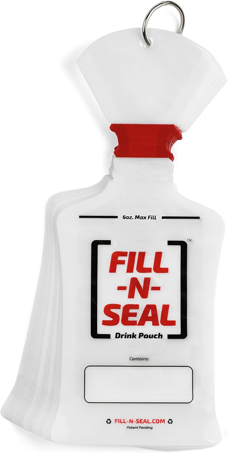 (25) 6oz Liquid Heat Sealed Pouches by FillNSeal, No Funnel Needed, TSA Approved