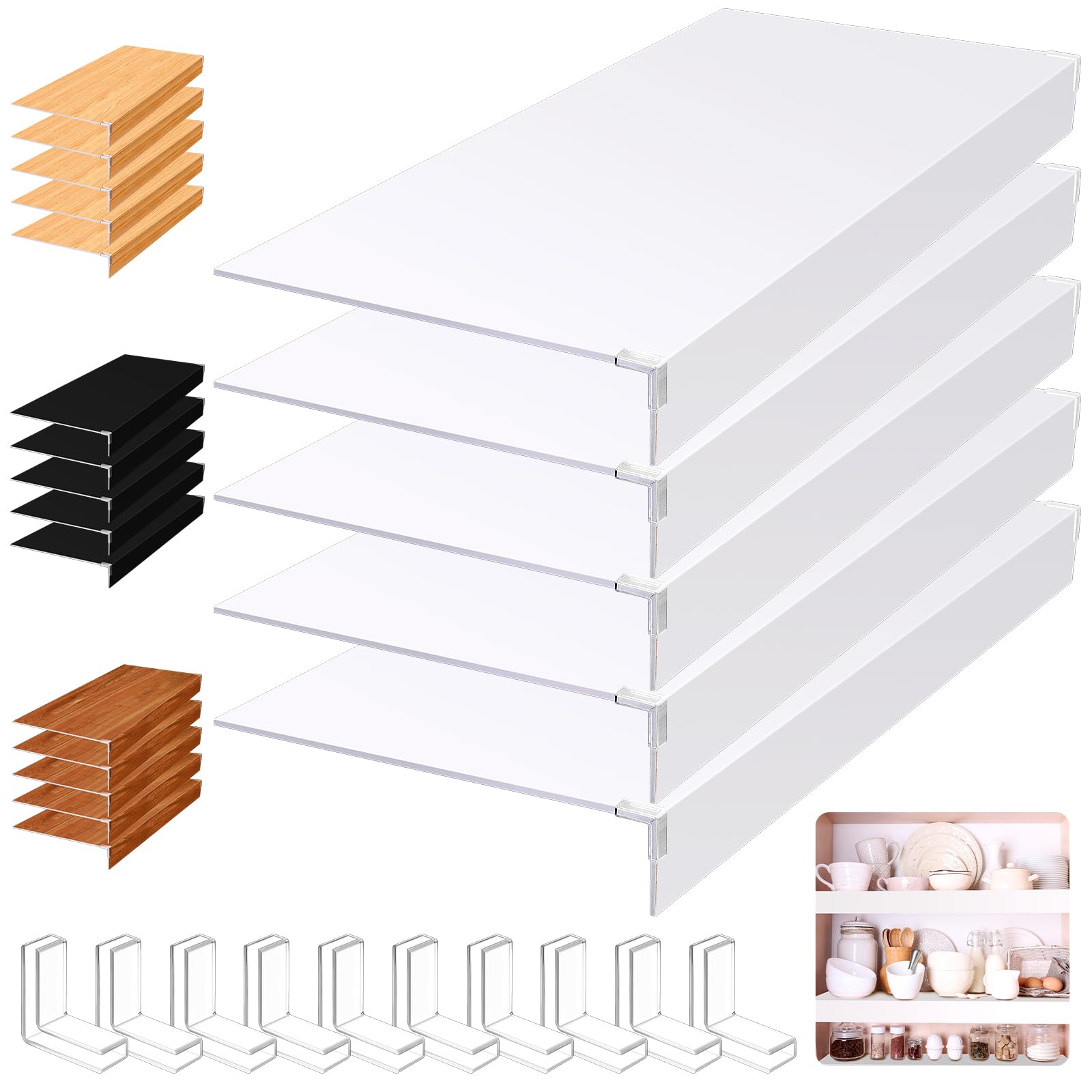 Photo 1 of **PARTIAL SET/MISSING PIECES** Hoolerry 5 Pcs Wire Shelf Covers Foamed PVC Wire Rack Covers for Removable Closet (Not Wood) Pantry Shelves for Cabinet Bathroom Kitchen Shelving Decoration(White,28x16 Inch)
