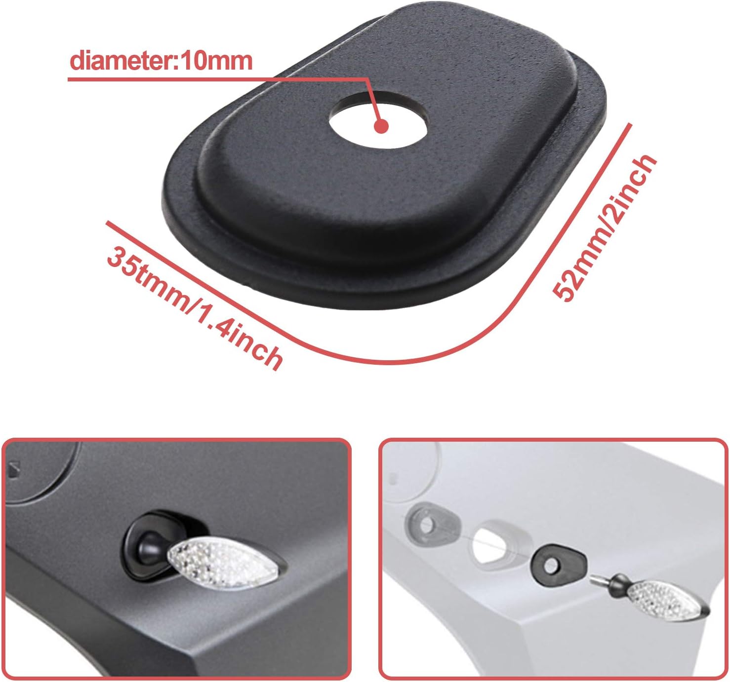 Create idea 4 Pcs Front Rear Motorcycle Turn Signal Indicator Adapter Spacers Black Compatible with Yamaha YZF-R6 YZF600 YZF1000 Thunderace FZ1000 FAZER FZ600 FAZER YZF-R1 - Image 5