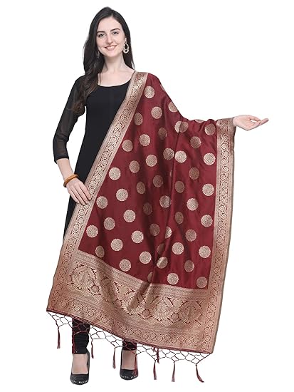 KANCHNAR Womens Silk Banarasi Dupatta