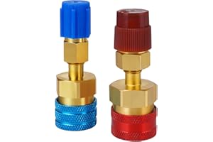 Langawaser R1234yf Adapter Kit, R1234yf to R134a Conversion Quick Couplers, Blue and Red High Low Side Connector Conversion for Car Air Conditioning System Evacuation Recharging