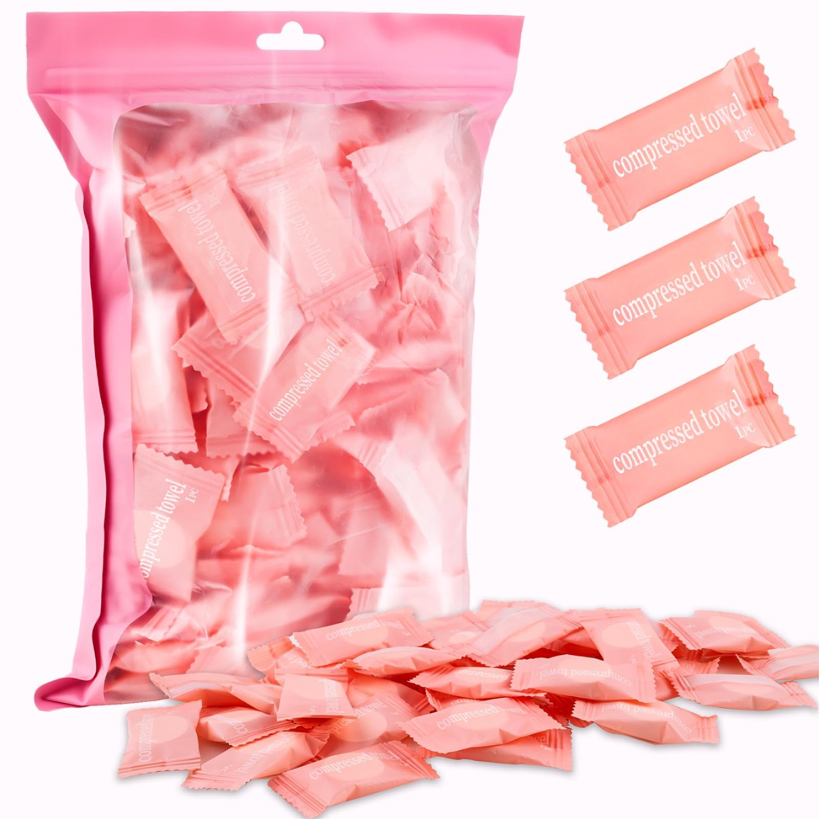 Photo 1 of 150Pcs Compressed Towel Tablets, Portable Mini Compressed Towels, Disposable Face Towel Washcloths for Travel, Beauty, Home Hand Wipes, Camping, Hiking, Outdoor Activities,Individually Wrapped MEQHUO