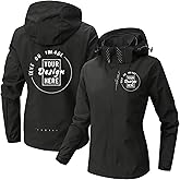 BIJUNDENG Custom Womens Waterproof Rain Jacket with Hood Personalized Breathable Lightweight Windbreaker Rain Shell Coat