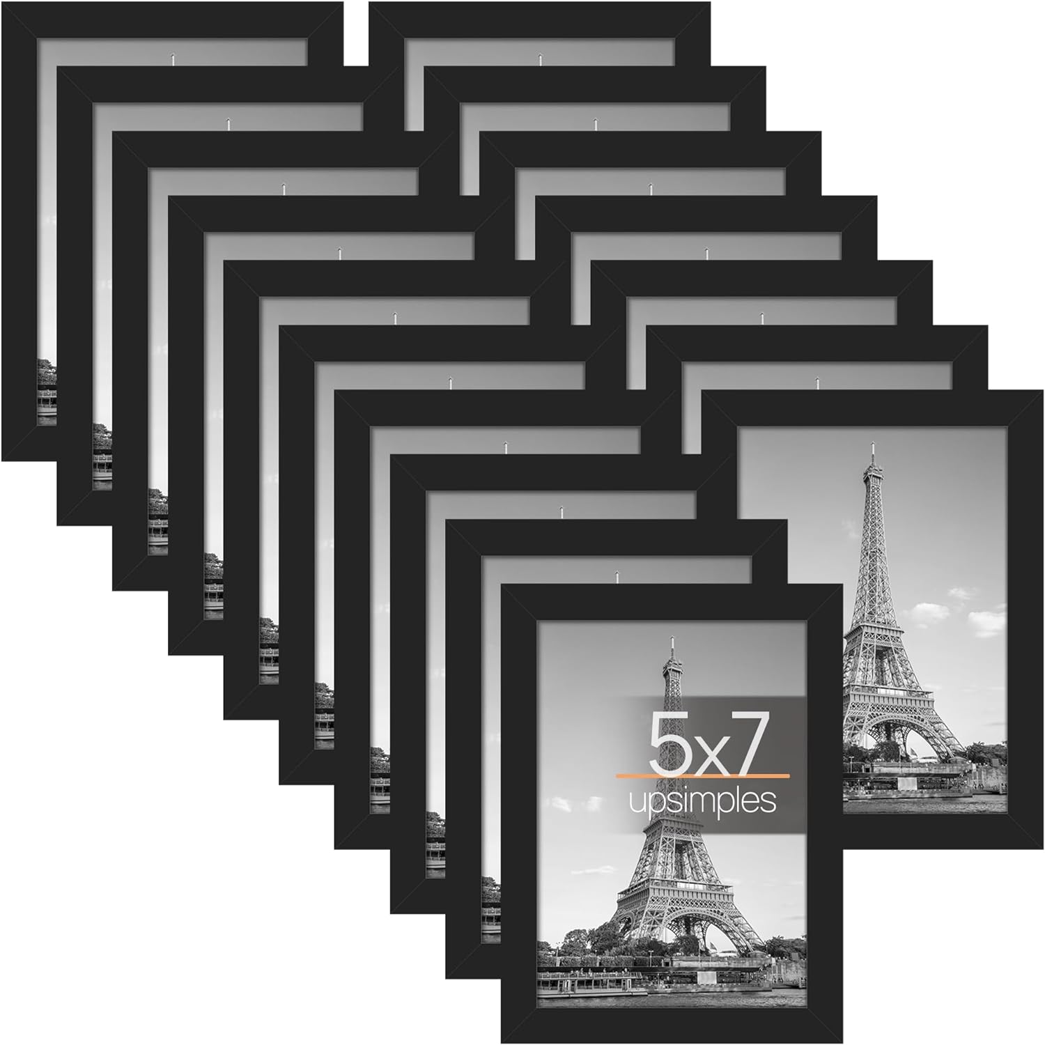 Photo Albums, Frames & Accessories - upsimples 5x7 Picture Frame with Real Glass,Bulk Photo Frames for Wall or Tabletop Display,Set of 17,Black