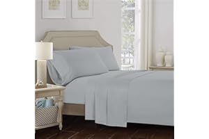 Color Sense Soft Silver Twin Flat Sheet, 100% Cotton Twin Flat Sheet Only, Cool & Crisp Percale Weave Top Bed Sheet, Breathable & Comfortable Cotton Sheets (Twin, Soft Silver)