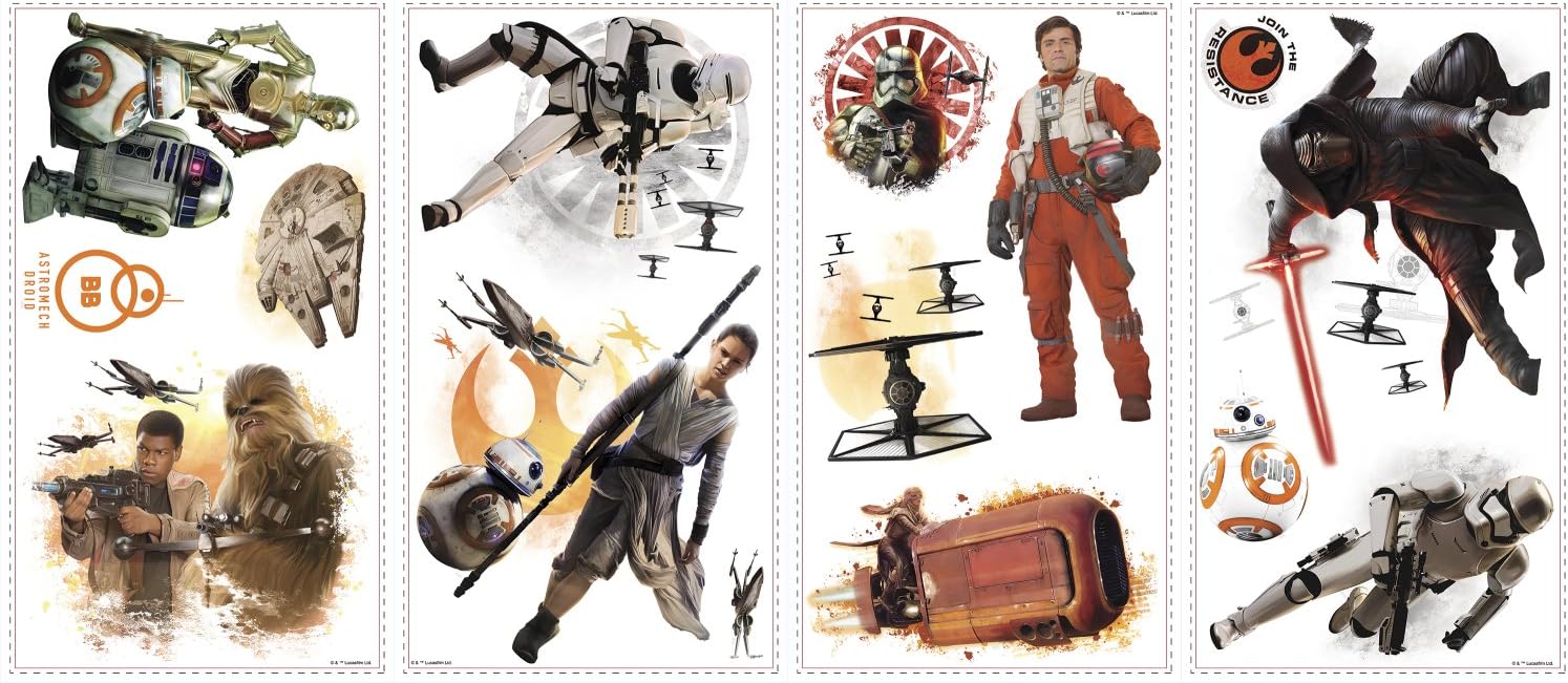 RoomMates 27 x 12.7 x 2.3 cm "Rey, Poe and Kylo Ren" Repositionable Star Wars Episode VII Wall Stickers, Multi, 27x12.7x2.3 cm - Image 5