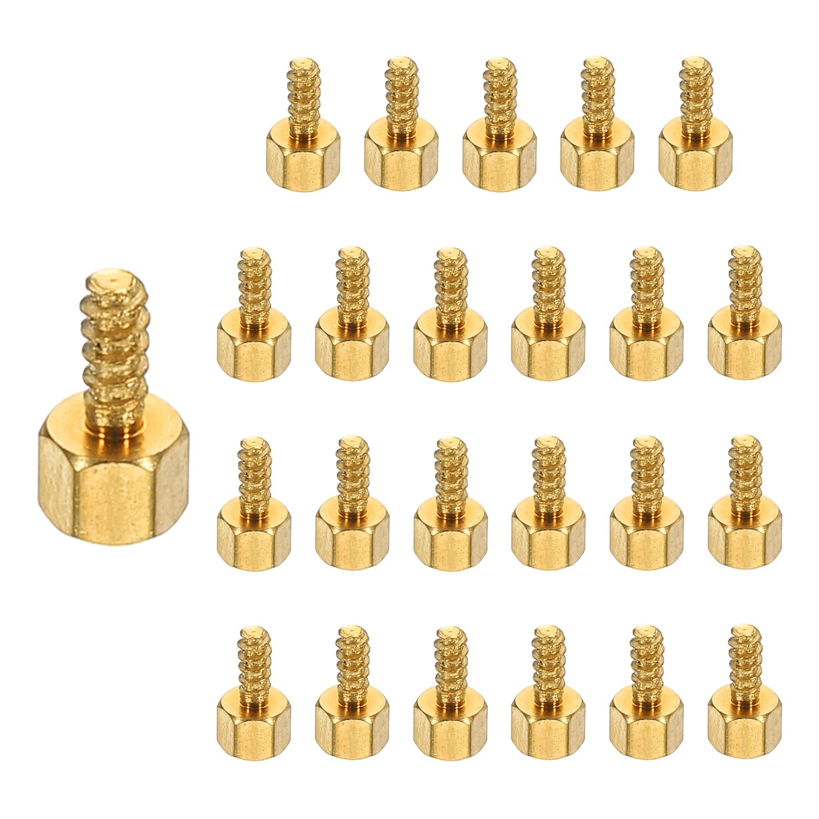 PATIKIL 24pcs M2 Male to Female Self-Tapping Hex Standoffs Spacers Pillars, M2 3+5mm Brass Motherboard Standoffs Copper — image 1