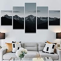 SIGNWIN 5 Panel Canvas Wall Art Modern Art Expressive Landscape Modern Mountain Top Multicolor Photography for Home Decorations Ready to Hang - 60