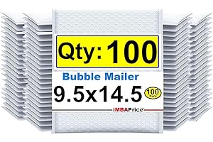 iMBAPrice 9.5x14.5 Inch White Poly Bubble Mailers #4, 100-Pack Large Padded Envelopes, Self-Seal Polybubble Shipping Bags for Mailing & Packaging