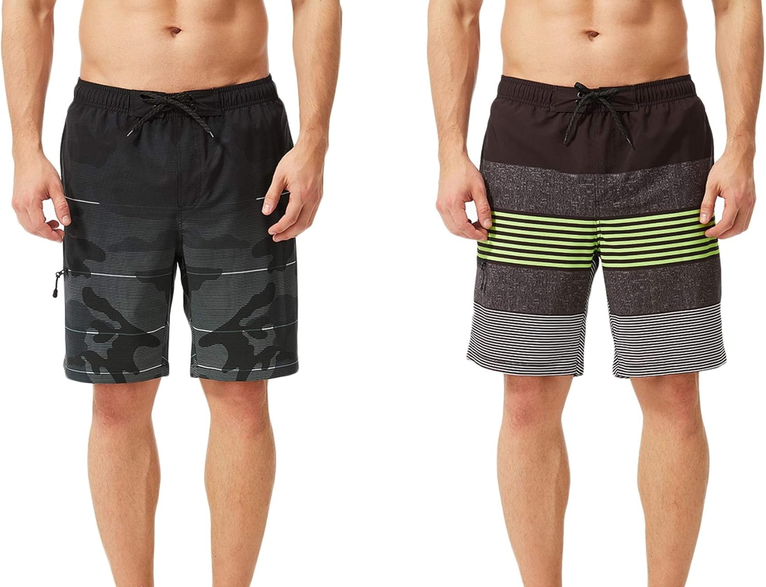 TEXFIT 2Pack Men’s Swim Trunks with Mesh Lining, Stretch Quick Dry
