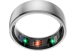 EOGBM Smart Health Ring Sleep Health Tracker for Women Men with Heart Rate, Blood Oxygen, Sleep Monitor, Steps,Calories, 5ATM Waterproof for iPhone/Android, No Subscription Fee (Silver, 9#)