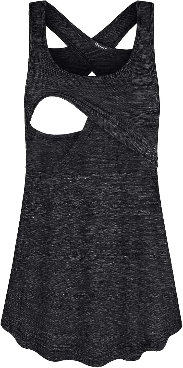 Quinee Women's Round Neck Back Criss Cross Nursing Tank Tops for Breastfeeding at  Women’s Clothing store