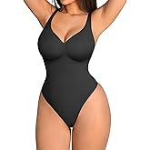 FeelinGirl Shapewear Bodysuits for Women Tummy Control Thong Seamless V Neck Compression Body Suits Corset Top