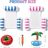 Cadoal 2 Pack Lilo Pool Inflatables 4 in 1 Water Hammock With Drink Holders view 4
