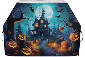 Premium Grill Cover Waterproof Barbecue Cover Fade Resistant BBQ Cover Heavy Duty Fits Grill Widths Up to 25 in Spooky Hallow