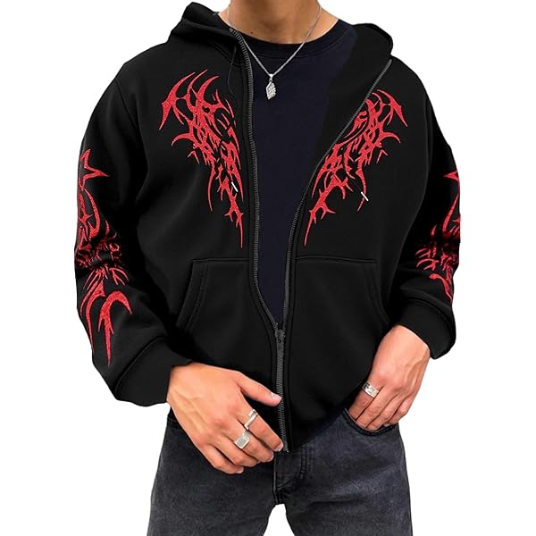 Amazon.com: SOLY HUX Men's Graphic Zip Up Hoodies Sweatshirt