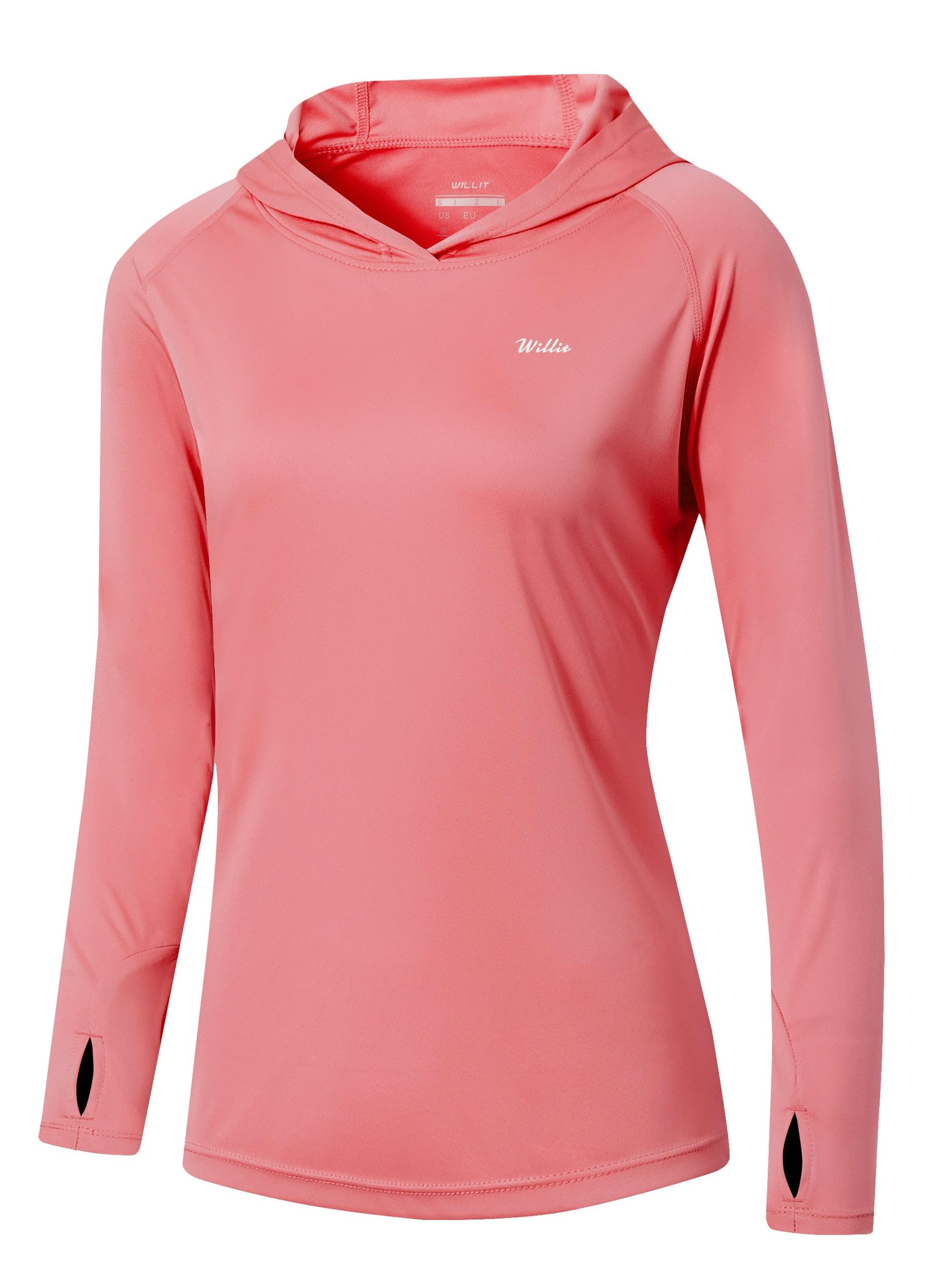 Photo 1 of Willit Women's UPF 50+ Sun Protection Hoodie SPF Shirt Long Sleeve Hiking Fishing Outdoor Shirt Lightweight Hoodie Pink 2X