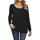 DUSDIMON Women's Fall Casual Long Sleeve Tunic Tops Side Split T-Shirt for Leggings