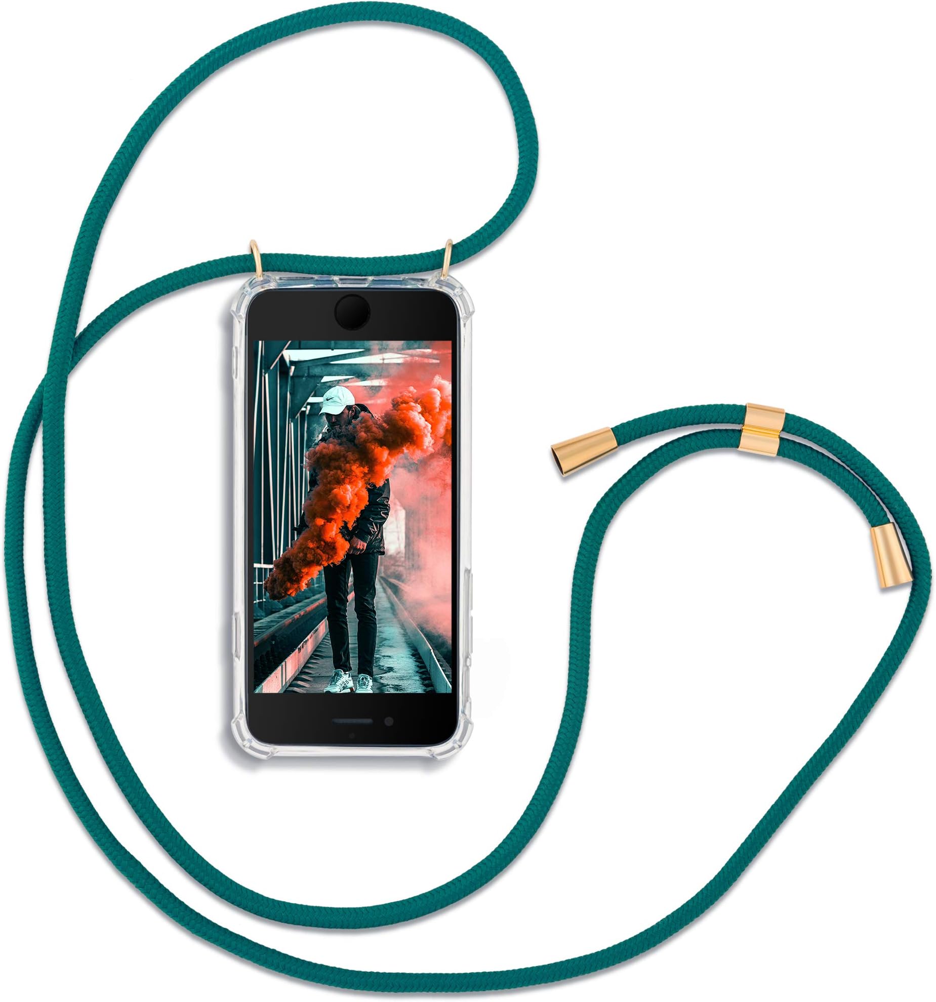 RebelCords Smartphone Necklace for iPhone 7/8 with Transparent Protective Case Adjustable Length Lanyard - Stylish and Super Practical - Compatible with Apple iPhone 7/8