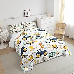 Cartoon Car Kids Comforter Set King, Excavator