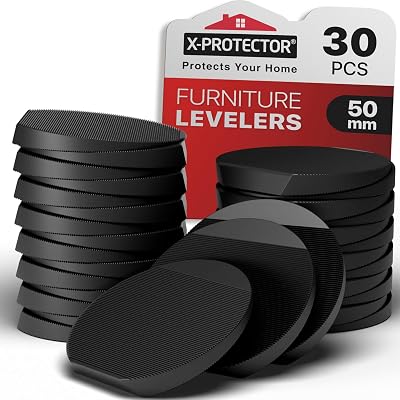 X-Protector Furniture Levelers 30PCS 5cm Black Rubber Shims Wobble Stop Floor