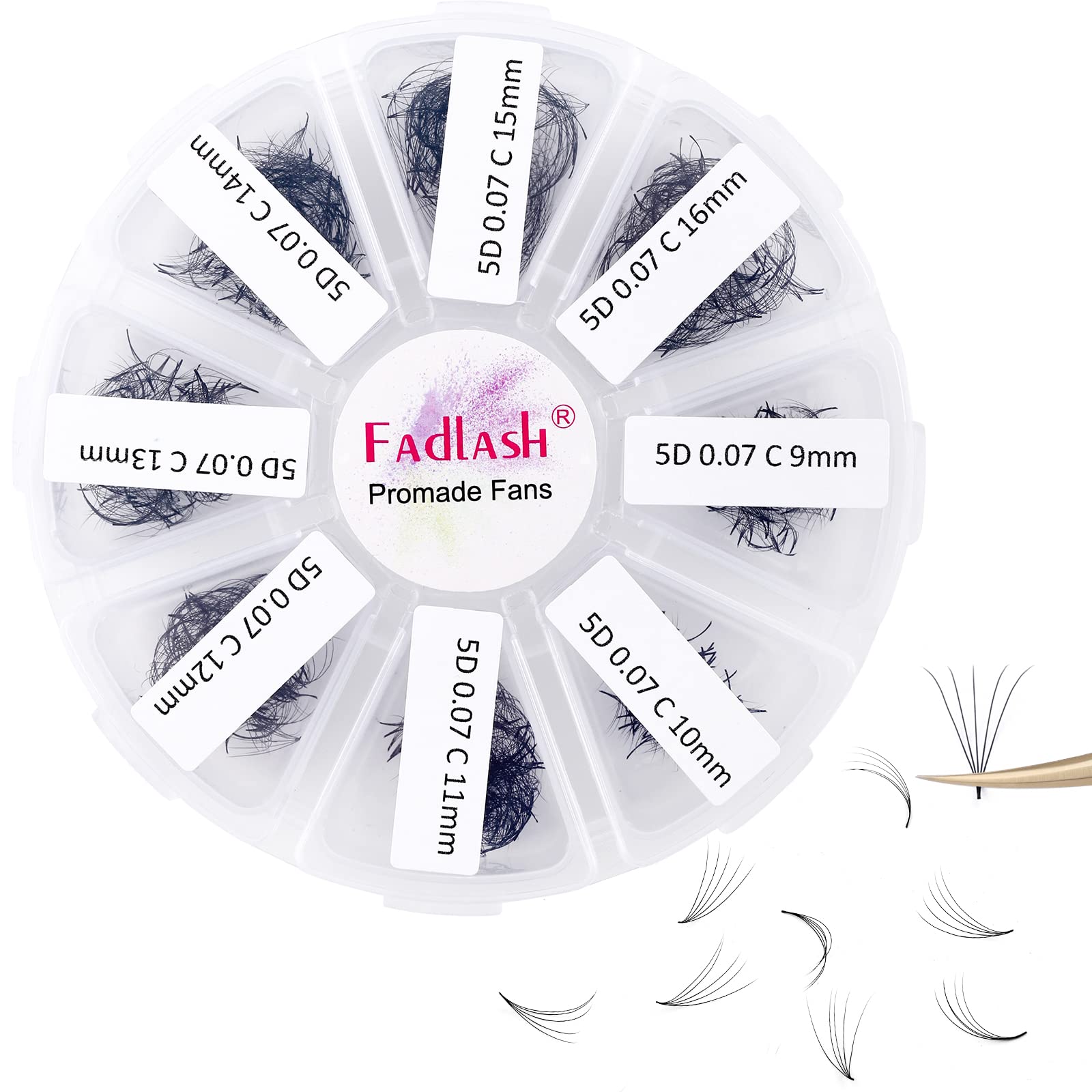 Premade Volume Eyelash Extensions 5D 0.07 C Curl 1000pcs Russian Lashes 9-16mm Mixed Tray Pre-Made Russian Lashes Handmade Promade Loose Fans — image 1