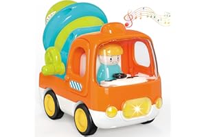 Yerloa Baby Cars Cement Mixer Toy Trucks for Toddlers 1 2 3 4 Year Old Boys Girls Kids First Birthday Gift Friction Powered Push and Go Cars w/Music & Light Construction Beach Baby Toys 12 18 Month