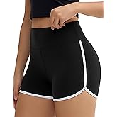 THE GYM PEOPLE Women's High Waist Workout Shorts Breathable Dolphin Split Elastic Lounge Yoga Shorts